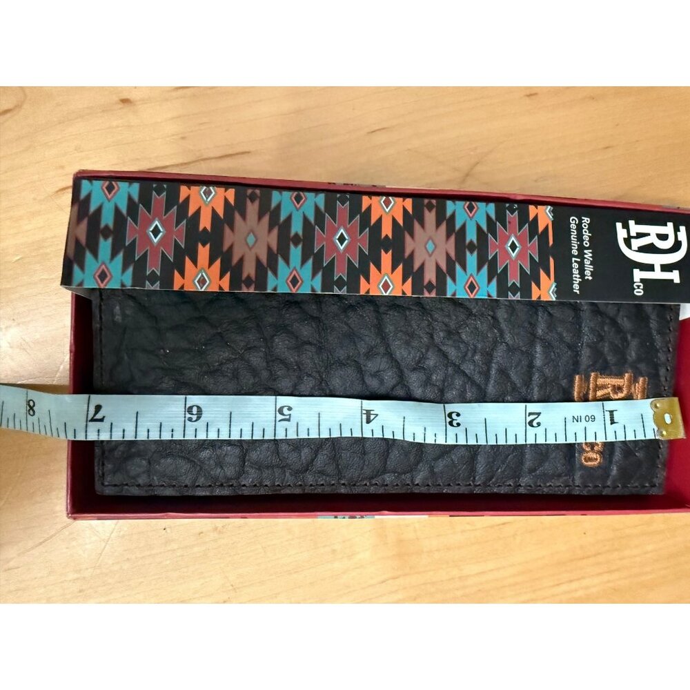 Red Dirt Hat Co Men's Rodeo Bison Grain Genuine Leather Wallet Dark Brown new - Picture 4 of 6